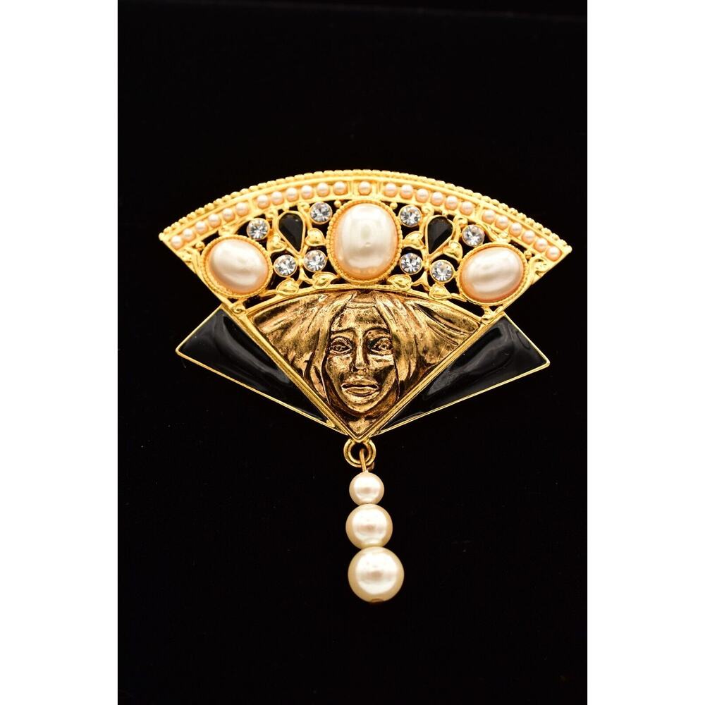 Edgar Berebi Vintage Limited Edition Brooch Pin Lady Woman Face Signed 80s BinBG